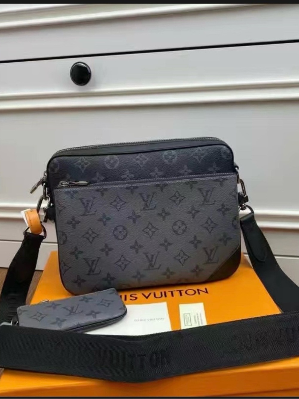 Louis Vuitton Black & Gray Monogram Messenger Bag